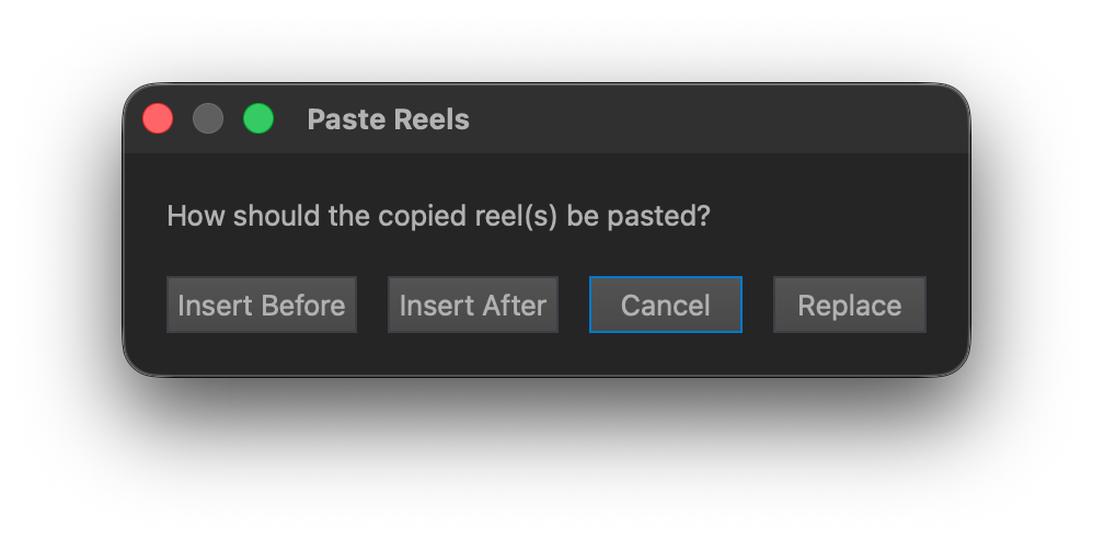 Copy and paste options for inserting a logo reel in DaCaPo