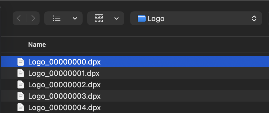 Selecting an image sequence for import in DaCaPo