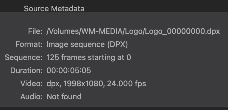 Image sequence import settings in DaCaPo