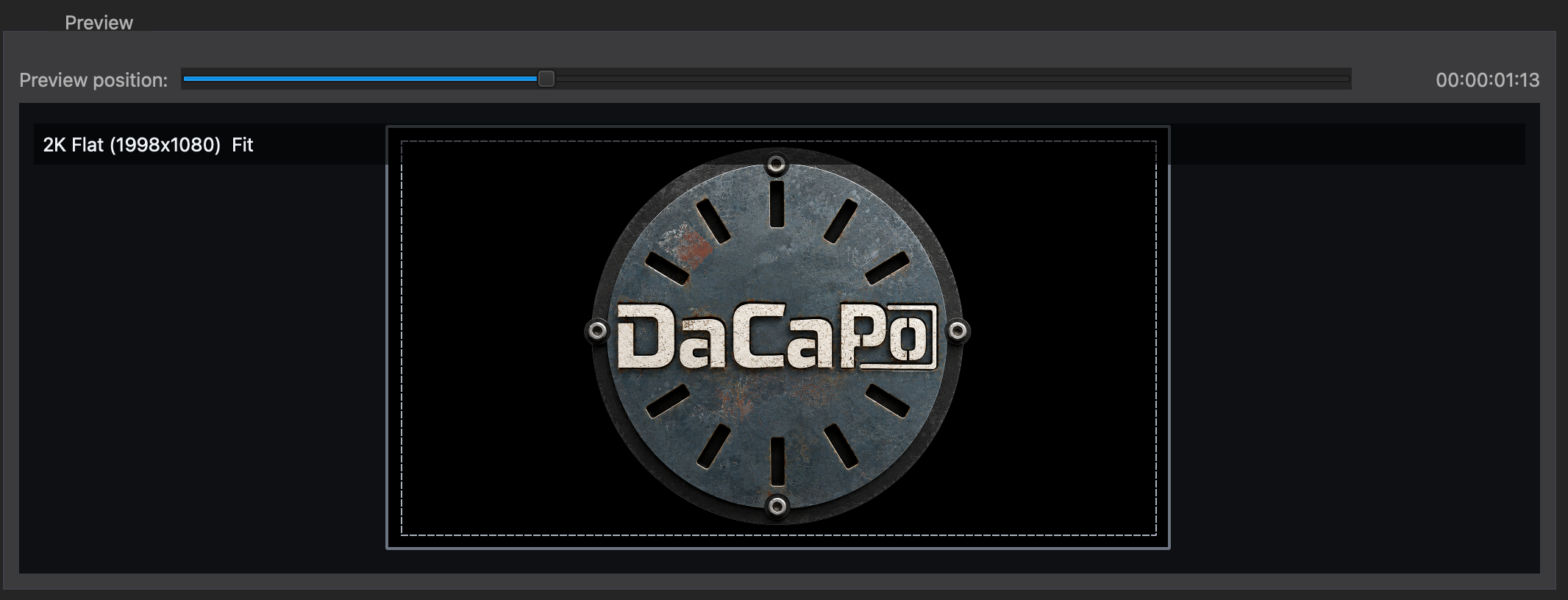 Image sequence DCP settings in DaCaPo