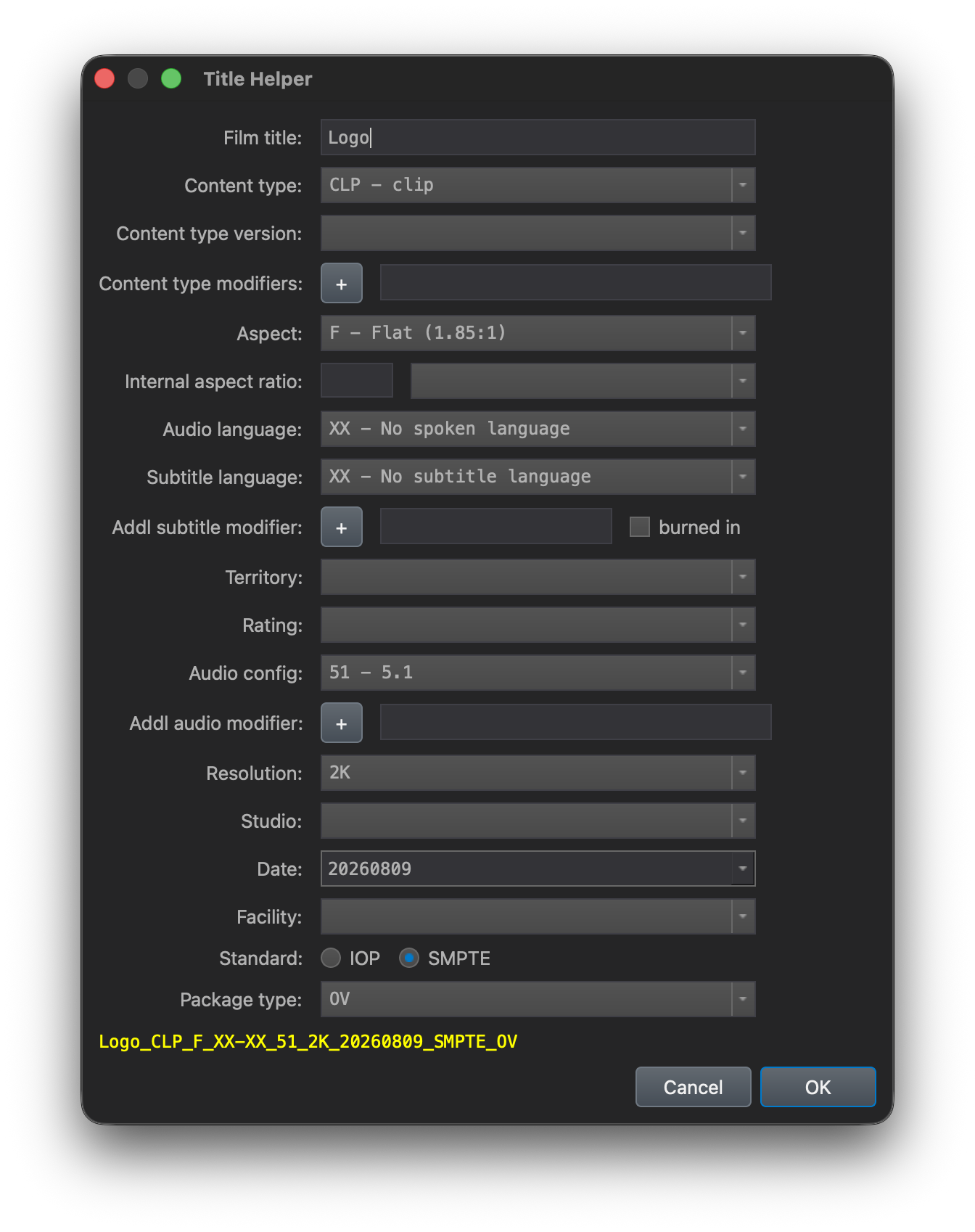 Exporting the image sequence as a DCP in DaCaPo