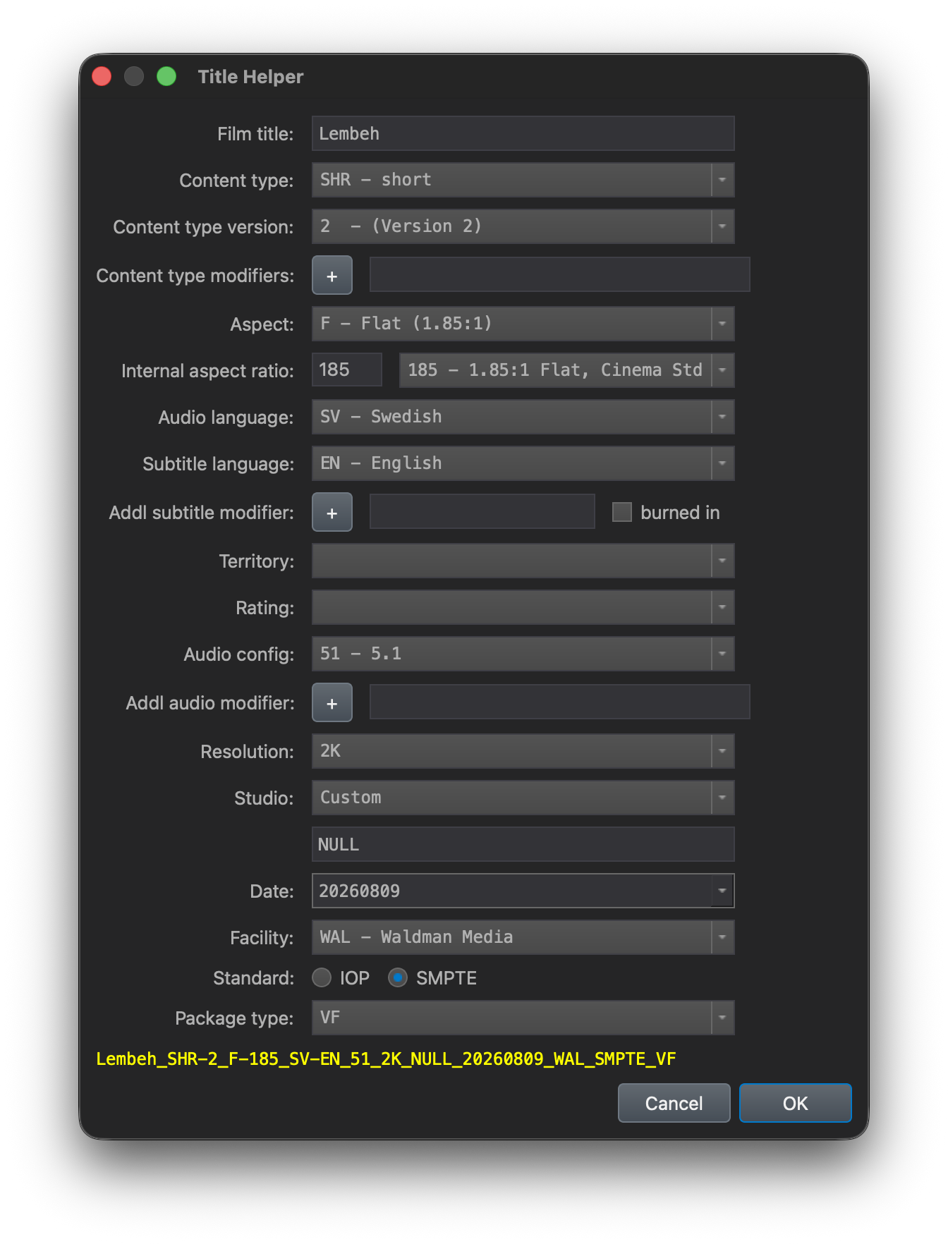 DCP export settings and Title Helper in DaCaPo