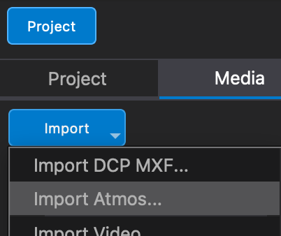 Import Atmos command in the DaCaPo Media tab