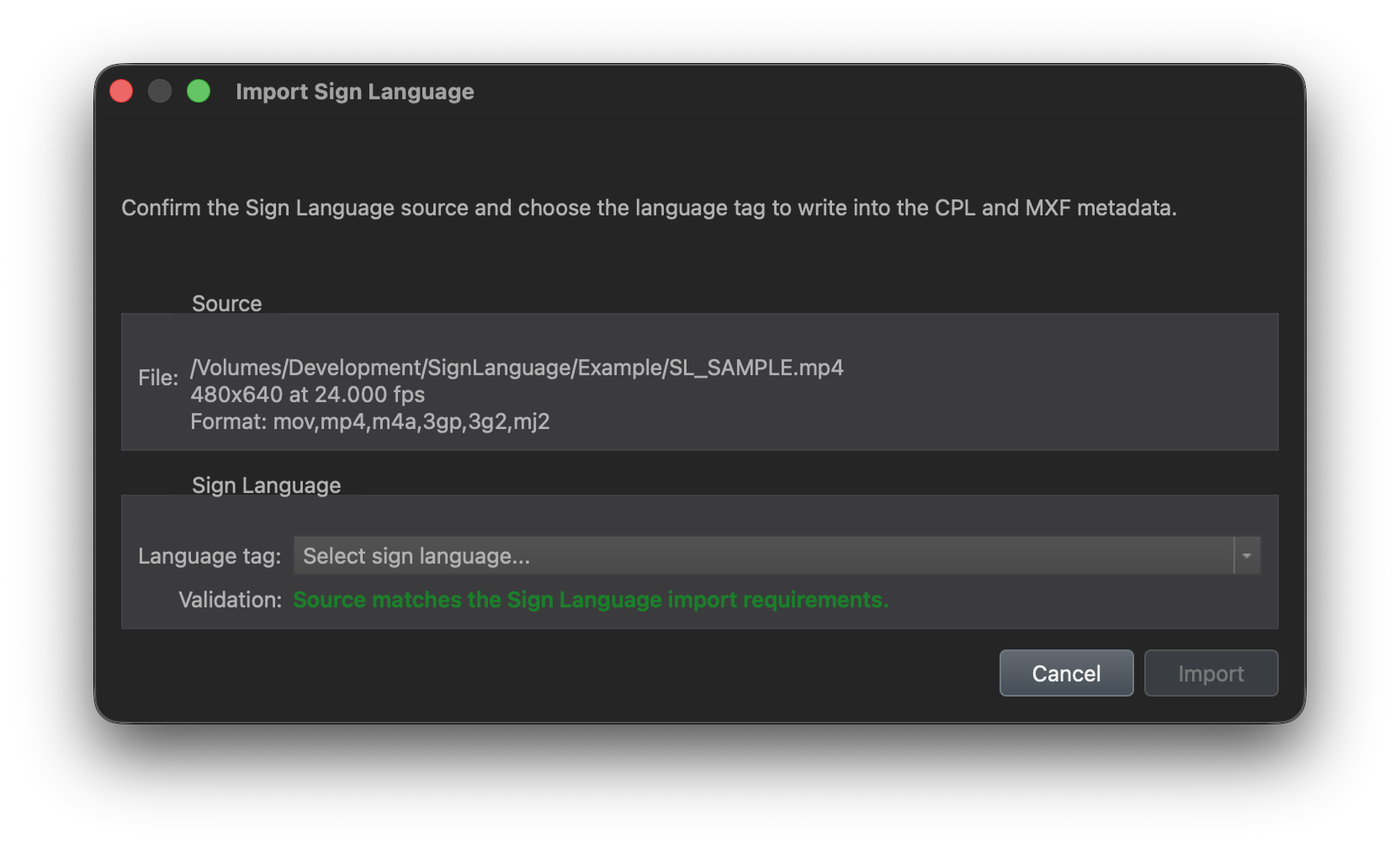 Sign Language code selection in DaCaPo