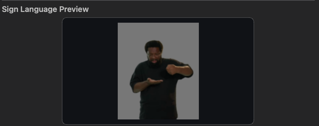 Sign Language Preview in the DaCaPo Subtitles tab