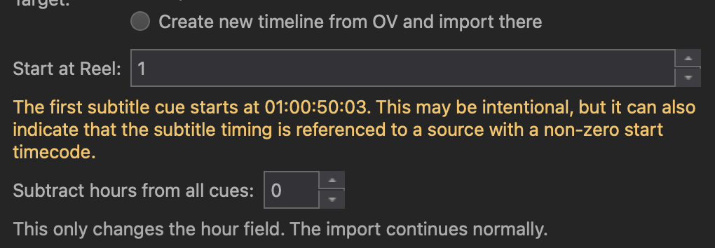 Subtitle import settings in DaCaPo