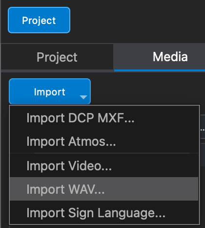Import WAV command in the DaCaPo Media tab